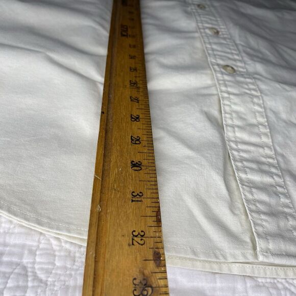 LL Bean Sunwashed Canvas Button Shirt Traditional Fit Short Sleeve Mens XL Cream - Picture 5 of 6